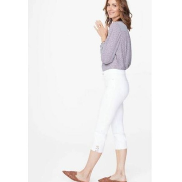 NYDJ Capri Jeans with Lace Up Hem in Optic White - Picture 2 of 6